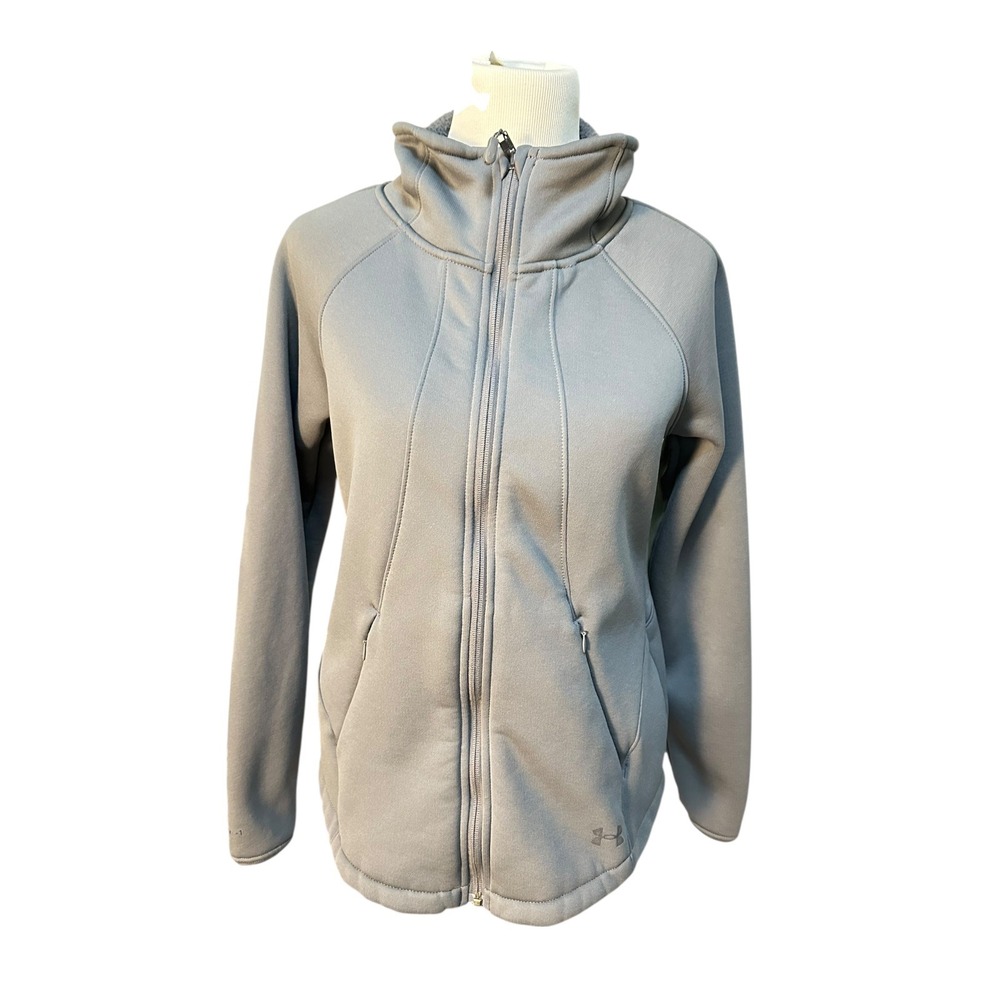 Under Armour Full Zip Fleece Jacket Womens Gray Athletic Warm Up